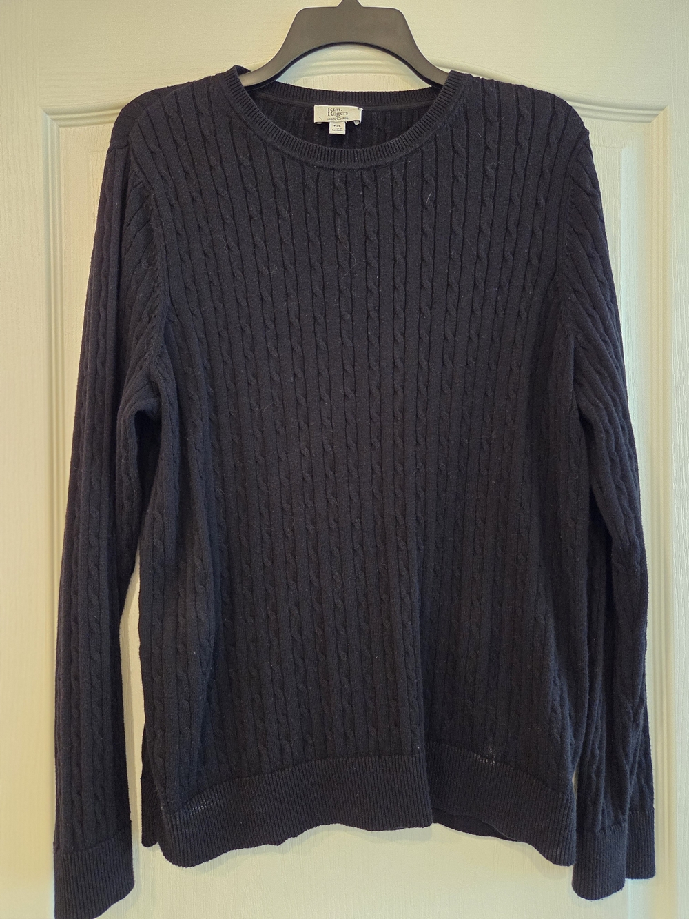 Kim Rogers Navy Cable Knit Cotton Crewneck Sweater